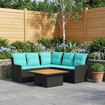 vidaXL Ensembles de meubles 4 Pièces Noir et turquoise Rotin PE