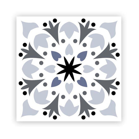 6 stickers à carreaux de ciment gris 15 x 15 cm