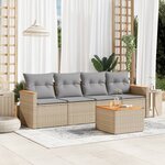 vidaXL Salon de jardin avec coussins 5Pièces mélange beige résine tressée