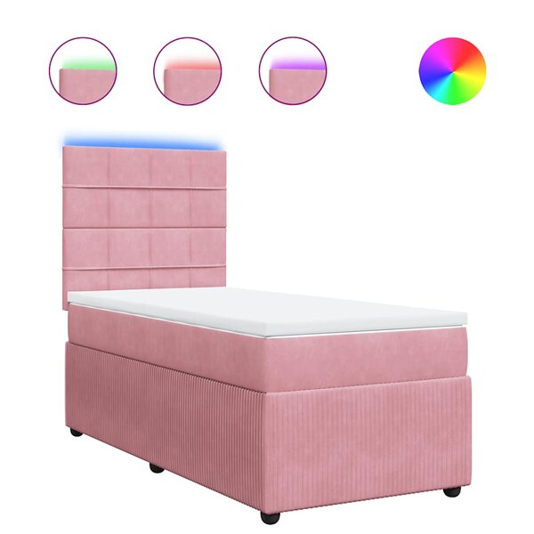 vidaXL Sommier à lattes de lit et matelas Rose 80x200 cm Velours