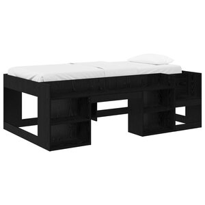 vidaXL Cadre de lit pour enfants avec rangement Chêne noir 80 x 200 cm