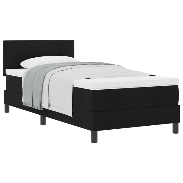 vidaXL Lit à ressorts avec tête de lit Noir 90 x 190 cm tissu