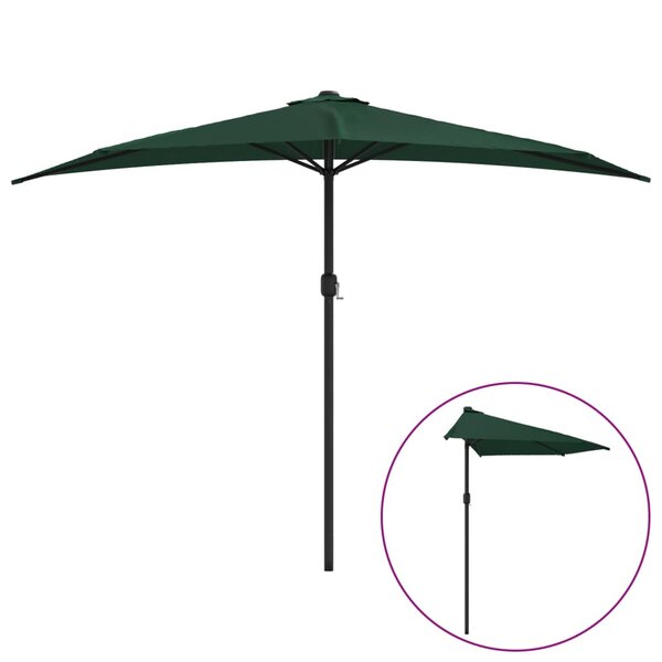 vidaXL Parasol de balcon avec mât en aluminium Vert 300x155 cm Demi