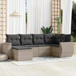 vidaXL Salon de jardin 6 Pièces avec coussins gris clair résine tressée