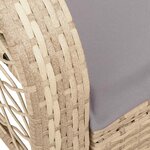 vidaXL Chaise à bascule de jardin avec coussins beige résine tressée