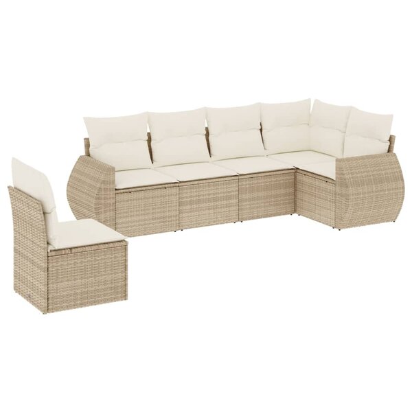 vidaXL Salon de jardin avec coussins 6 Pièces beige résine tressée