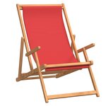 vidaXL Chaise de plage pliable Bois de teck solide Rouge