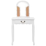 vidaXL Coiffeuse et tabouret Blanc 65x36x128 cm Bois de paulownia MDF