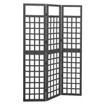 vidaXL Cloison de séparation à 3 panneaux Bois de pin Noir 121x180 cm