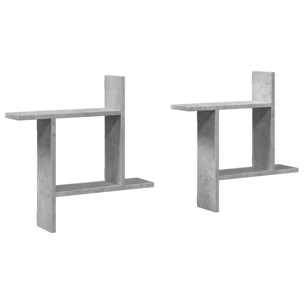 vidaXL Étagères murales 2 Pièces gris béton 50x12x50 cm bois d'ingénierie