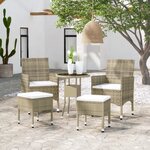 vidaXL Salon de jardin 5 Pièces Résine tressée Beige