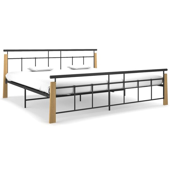 vidaXL Cadre de lit Métal et bois de chêne massif 200x200 cm