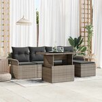 vidaXL Ensemble de canapé de jardin avec coussin 6 Pièces Gris Poly rotin