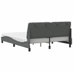 vidaXL Lit avec matelas gris foncé 160x200 cm tissu