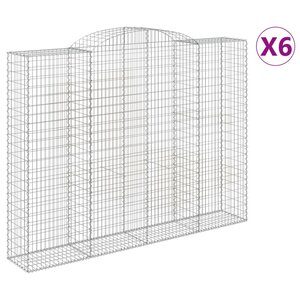 vidaXL Paniers à gabions arqués 6 Pièces 300x50x220/240 cm fer galvanisé