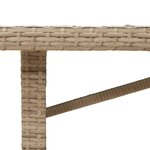 vidaXL Table de jardin avec dessus en verre beige résine tressée