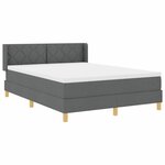 vidaXL Lit à Ressorts avec matelas Gris foncé 140 x 190 cm tissu