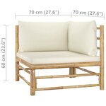 vidaXL Salon de jardin 2 Pièces avec coussins blanc crème Bambou