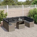 vidaXL Ensemble de canapé de jardin 10 Pièces Gris Poly Rattan