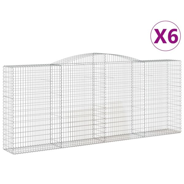 vidaXL Paniers à gabions arqués 6 Pièces 400x50x160/180 cm fer galvanisé