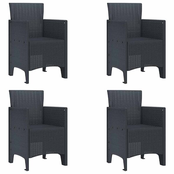 vidaXL Chaise de jardin 4 Pièces Anthracite 53 x 49 x 85 cm PP
