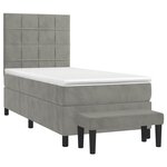vidaXL Sommier à lattes de lit et matelas Gris clair 90x190 cm Velours
