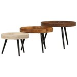 vidaXL Tables basses rondes 3 Pièces bois de manguier massif
