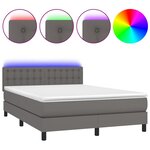 vidaXL Sommier à lattes de lit avec matelas et LED Gris 140x200 cm