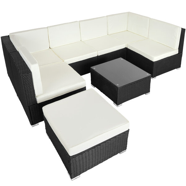 Tectake Canapé de Jardin VENISE 7 places - noir