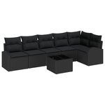 vidaXL Ensemble de Canapés de Jardin 7 Pièces avec Coussins Beige Rattan Poly