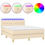 vidaXL Sommier à lattes de lit avec matelas LED Crème 140x190 cm Tissu