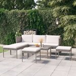 vidaXL Salon de jardin 6 Pièces avec coussins résine tressée gris