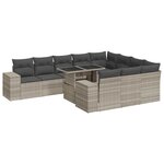 vidaXL Salon de jardin 11 Pièces avec coussins gris clair résine tressée