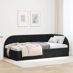 vidaXL Cadre de lit d'angle avec tête de lit Noir 90 x 200 cm Velours