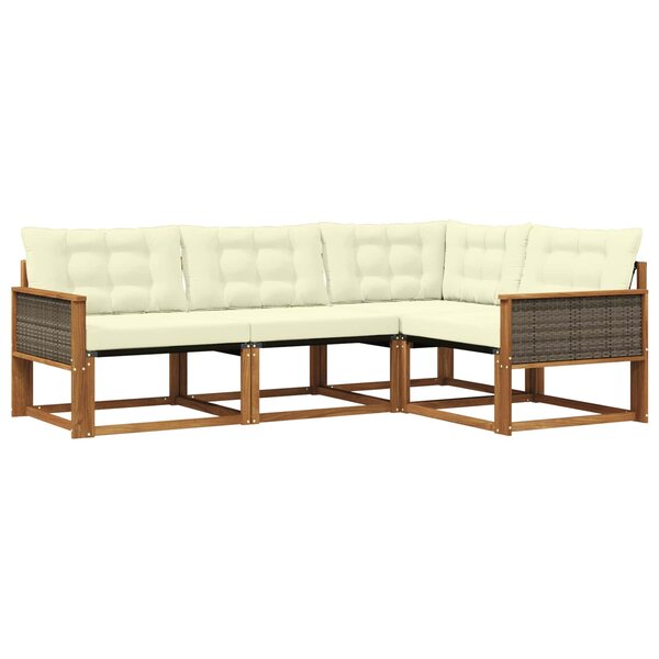 vidaXL Ensemble de canapés d'extérieur 4 pc Naturel et Crème