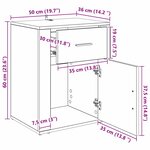 vidaXL Cabinet de chevet Chêne noir 50 x 36 x 60 cm Bois d'ingénierie