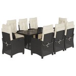 vidaXL Ensemble à manger de jardin 9Pièces coussins noir résine tressée