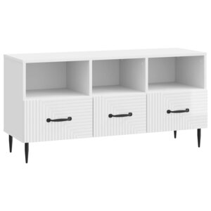 vidaXL Meuble TV Blanc brillant 102 x 34 5 x 50 cm Bois d'ingénierie