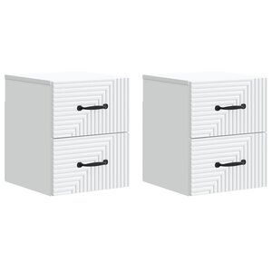 vidaXL Cabinet de chevet mural 2 Pièces Blanc 34 5 x 33 x 40 cm