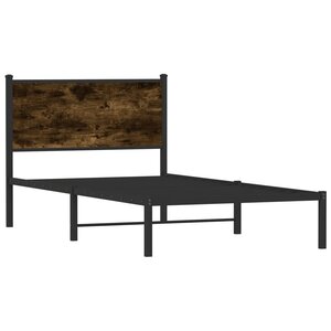 vidaXL Cadre de lit en métal sans matelas chêne fumé 107x203 cm