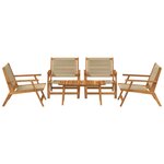 vidaXL Ensemble de jardin 5 pièces : chaises et table en bois d'acacia beige