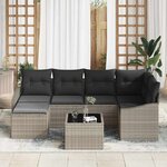 vidaXL Ensemble de canapé de jardin 7 Pièces Gris clair Poly rotin