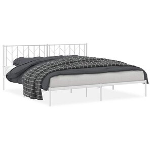 vidaXL Cadre de lit métal sans matelas et tête de lit blanc 193x203 cm