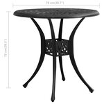vidaXL Table de jardin Noir 78x78x72 cm Aluminium coulé