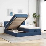 VidaXL Cadre de lit ottoman avec matelas bleu 200x200cm tissu