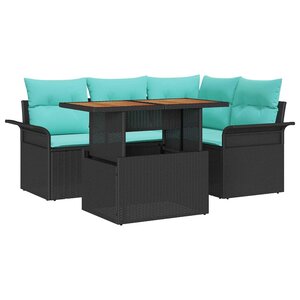 vidaXL Ensemble de canapé de jardin 5 Pièces Noir Poly rotin