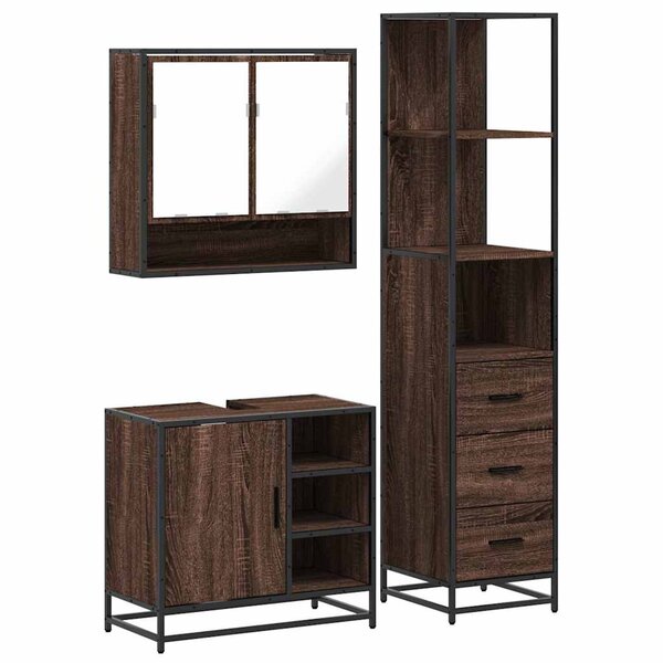 vidaXL Ensemble de meubles de salle de bain 3 Pièces Chêne marron