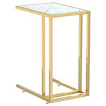 vidaXL Table d'appoint ordinateur Marbre blanc 50x35x65cm Verre trempé