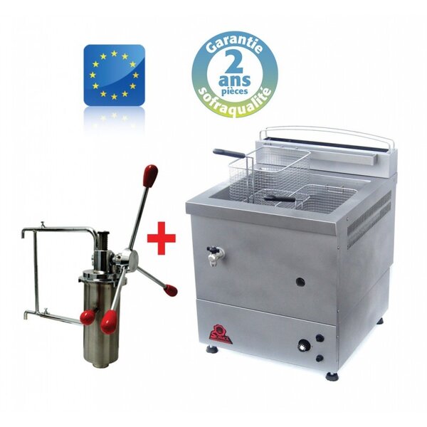 Machine a churros gaz - 10 litres + doseur à chichis - sofraca -  - acier inoxydable10