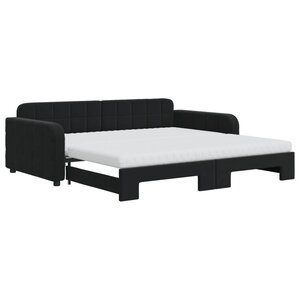 vidaXL Lit de jour avec lit gigogne et matelas noir 100x200 cm velours